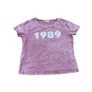 No Connections Women's 1989 Taylor Swift Shirt Pink Large Los Angeles Rhinestone